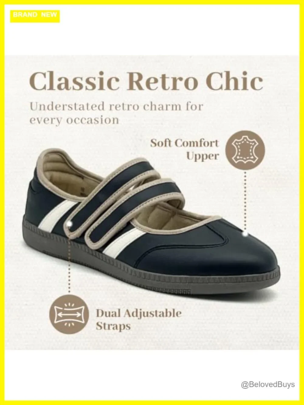 Women's Mary Jane Fashion Sneakers Slip-On Hook & Loop Memory Foam